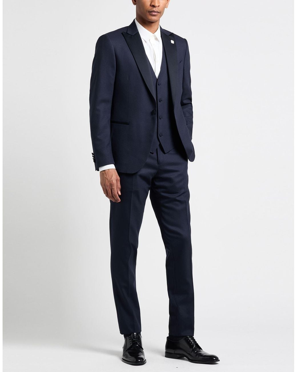 Lardini Blue Midnight Suit Wool, Elastane for men