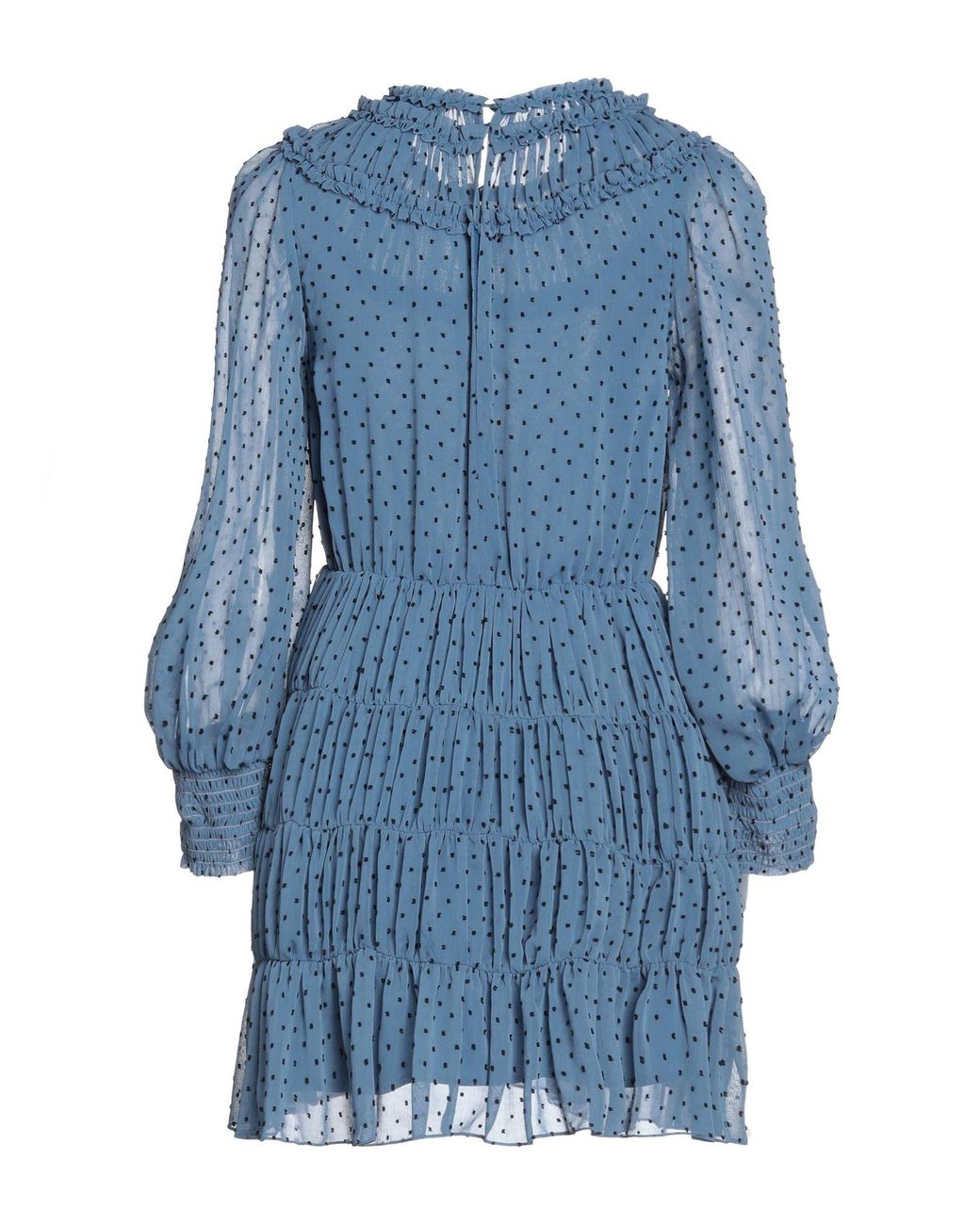 Sandro Blue Gathered Fil Coupé Crepon Mini Dress