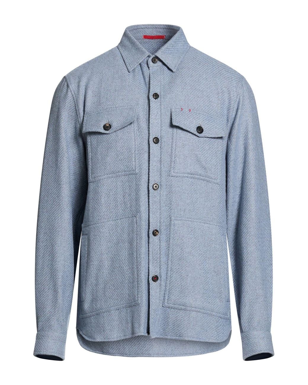 Isaia Blue Shirt Cashmere for men