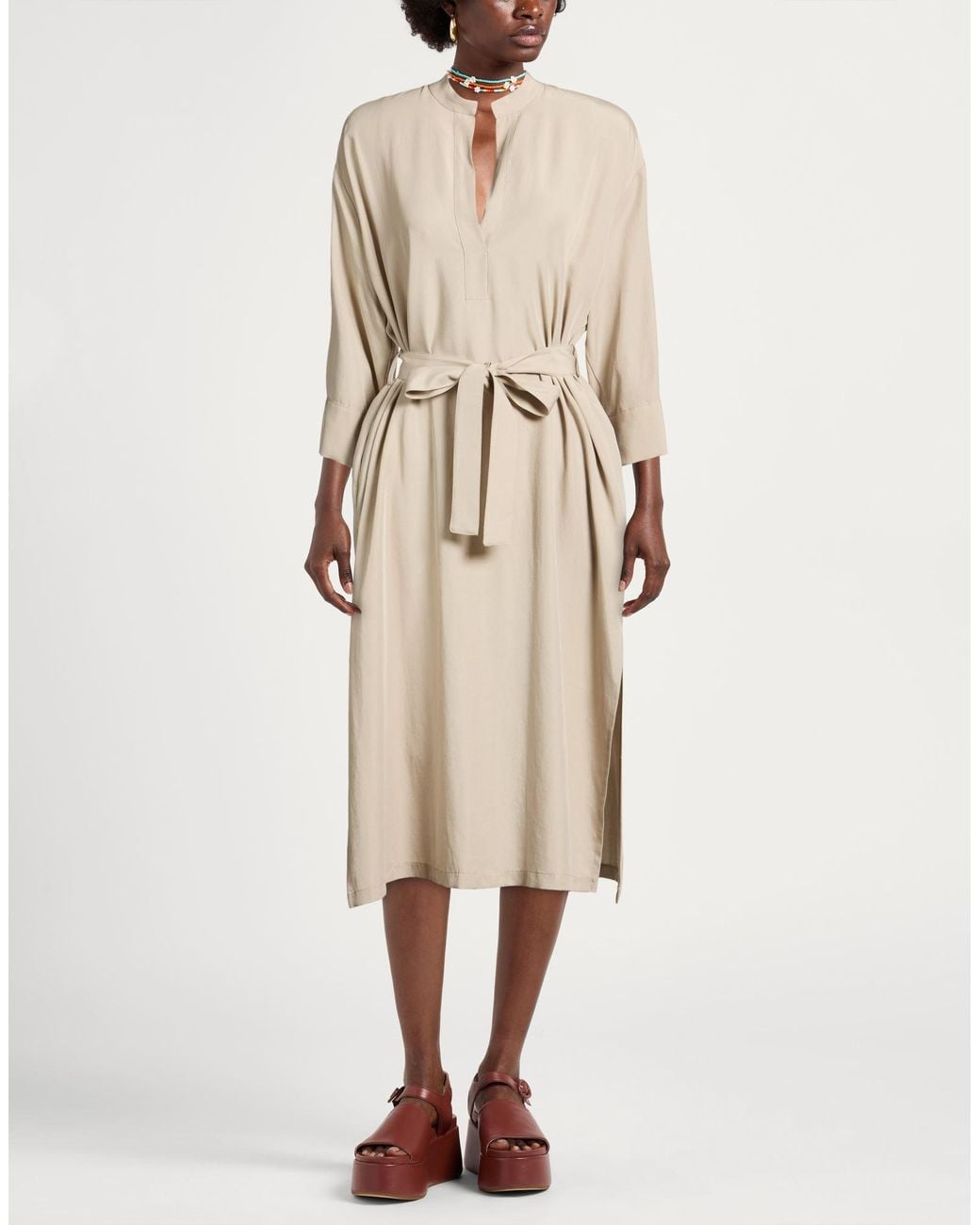 Kaos Natural Midi Dress Tencel, Linen