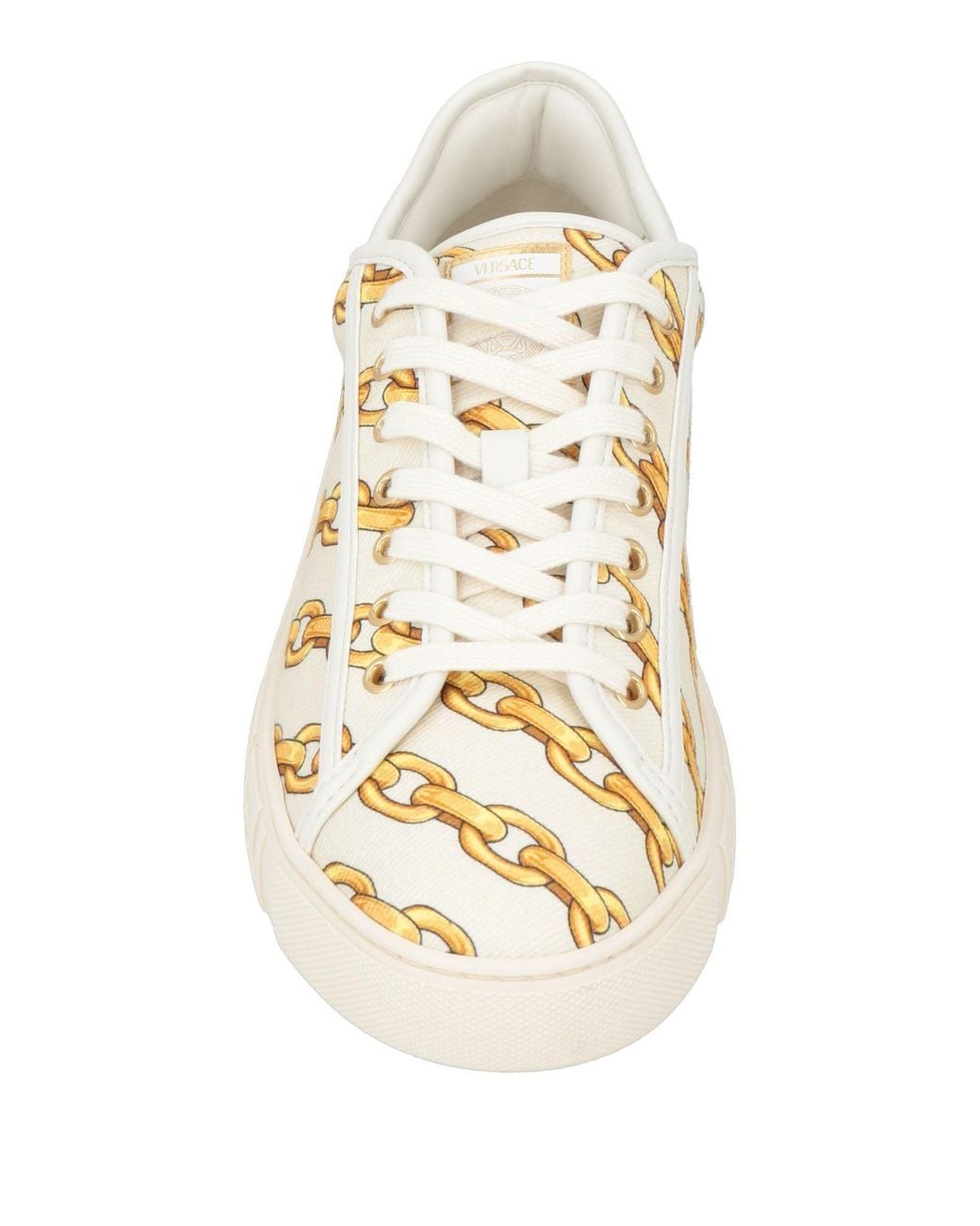 Versace White Chain Stripes Greca Sneakers