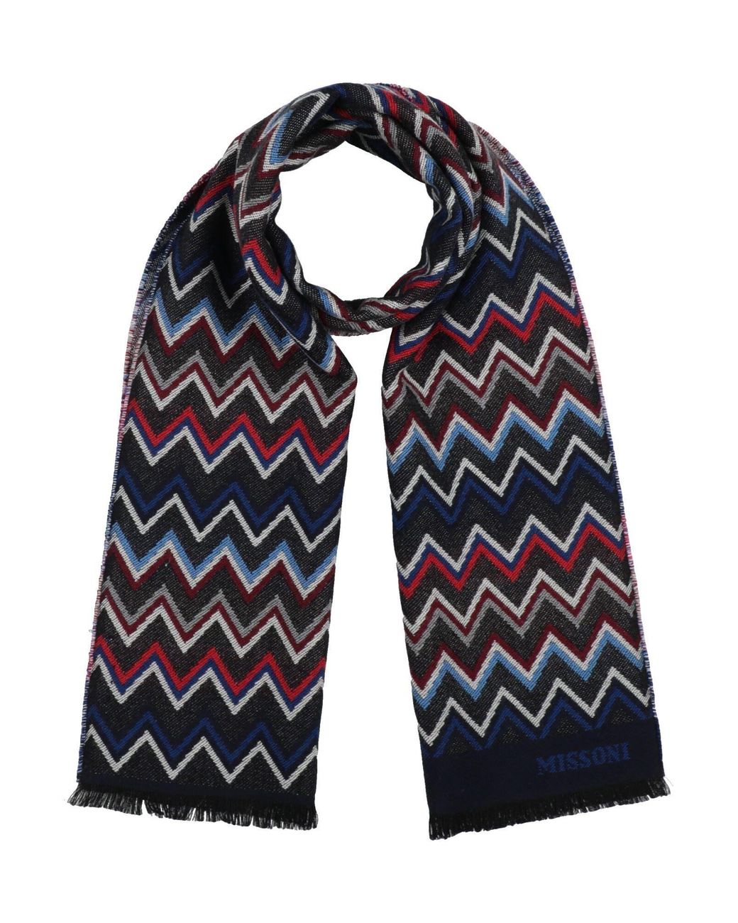 Missoni Blue Charcoal Scarf Wool for men