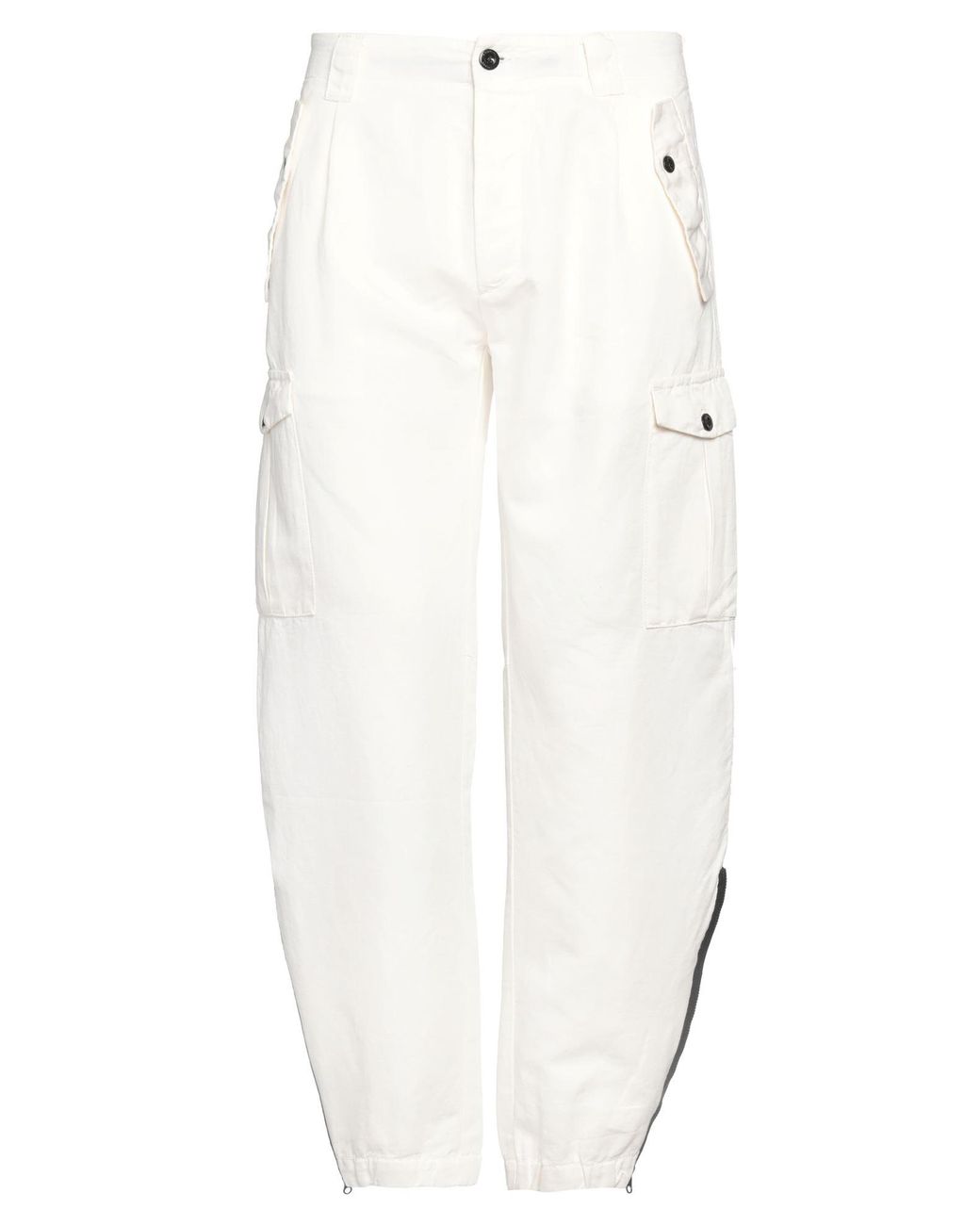 C P Company White Pants Cotton, Linen for men