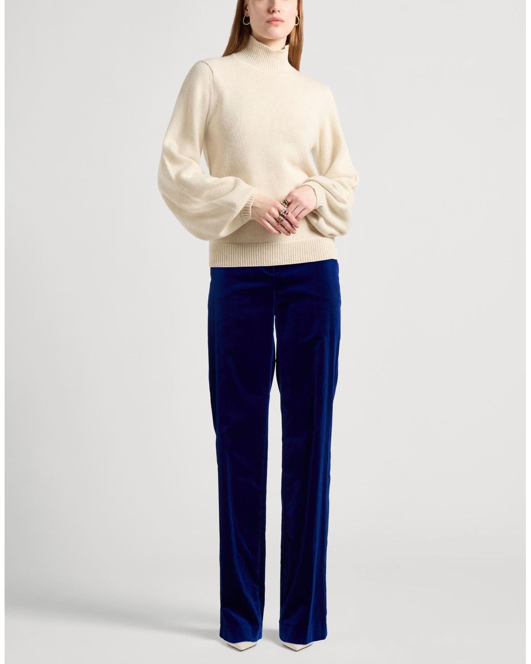 Alberta Ferretti Blue Pants Cotton, Elastane
