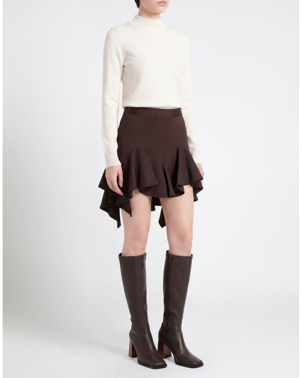 Givenchy Brown Mini Skirt Viscose, Polyamide, Elastane