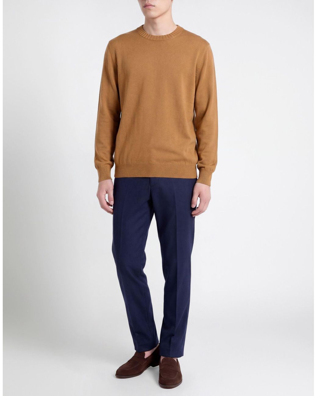 Gran Sasso Brown Athleisure Camel Sweater Virgin Wool for men