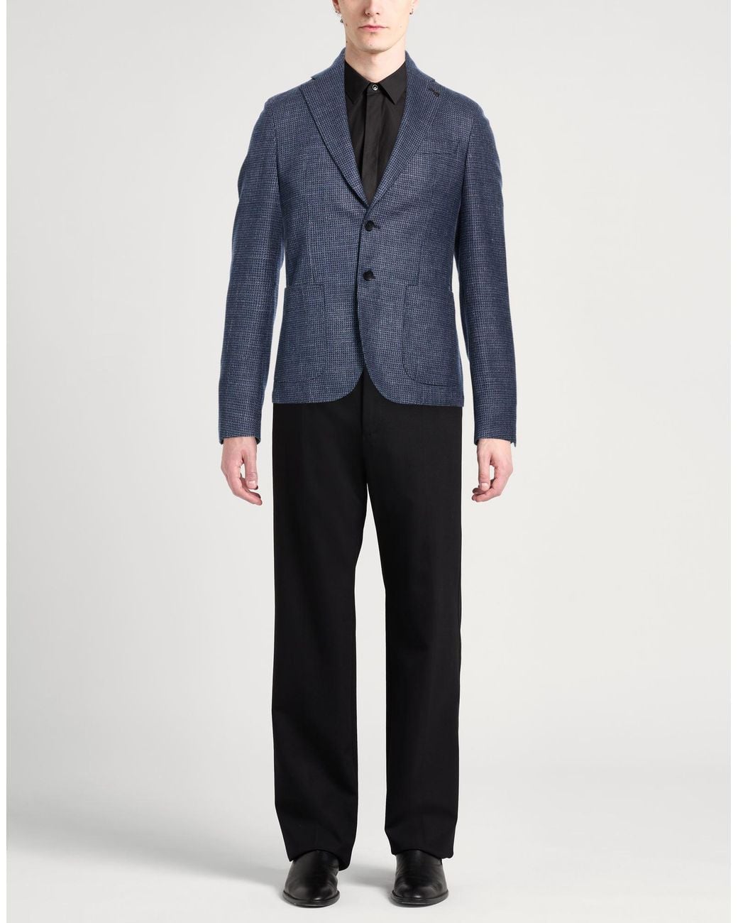 Paoloni Blue Blazer Virgin Wool, Silk, Linen for men