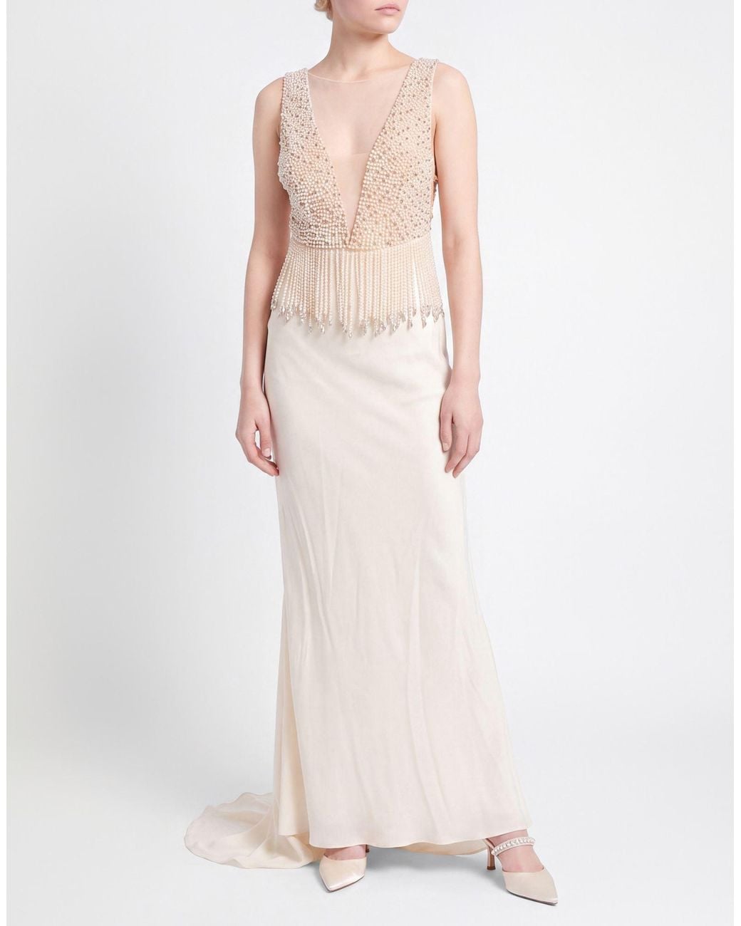 Elisabetta Franchi White Ivory Maxi Dress Silk