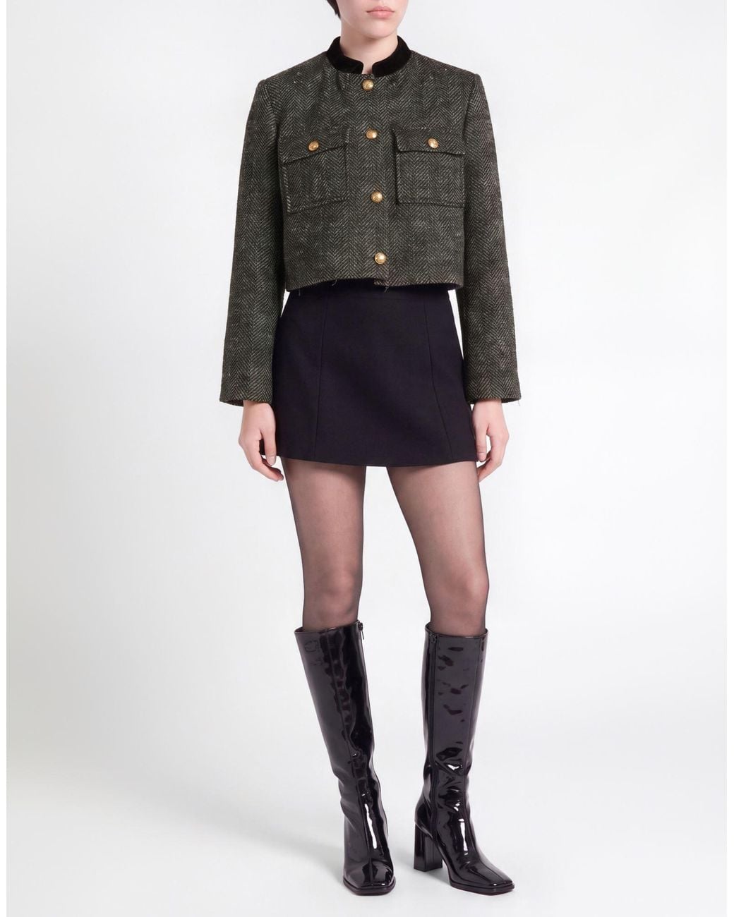 Ba&sh Black Charcoal Jacket Polyester, Wool, Alpaca Wool