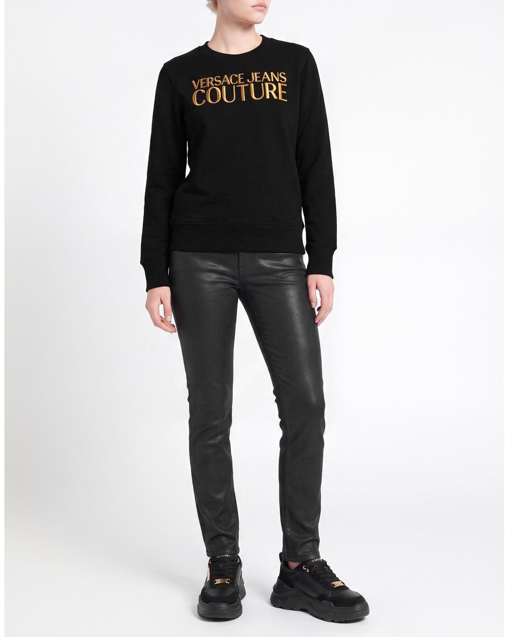 Versace Jeans Couture Black Sweatshirt Cotton, Elastane