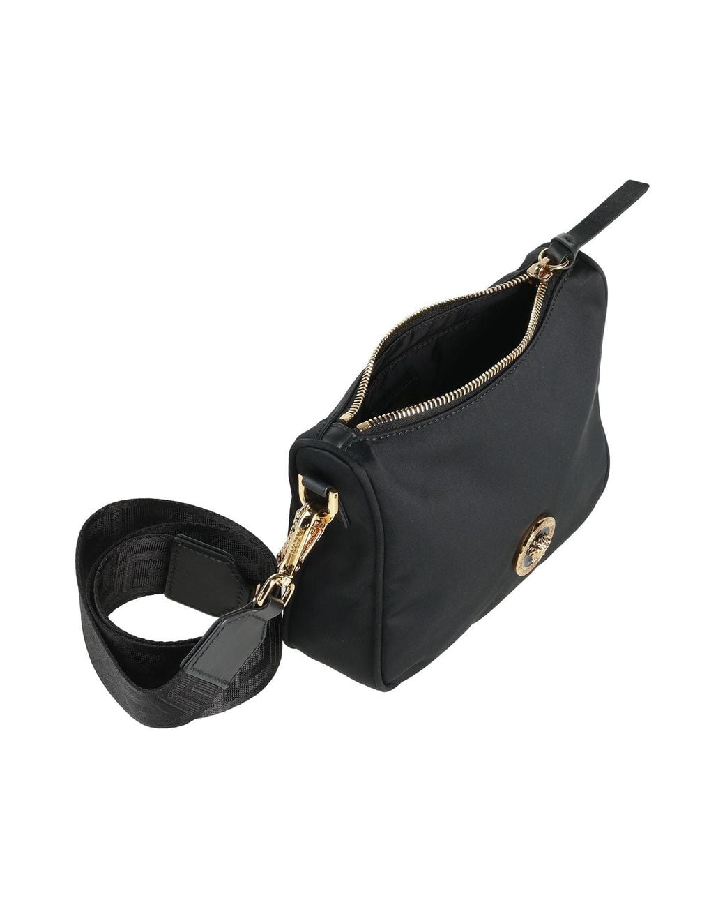 Versace Black Handbag Polyamide, Calfskin