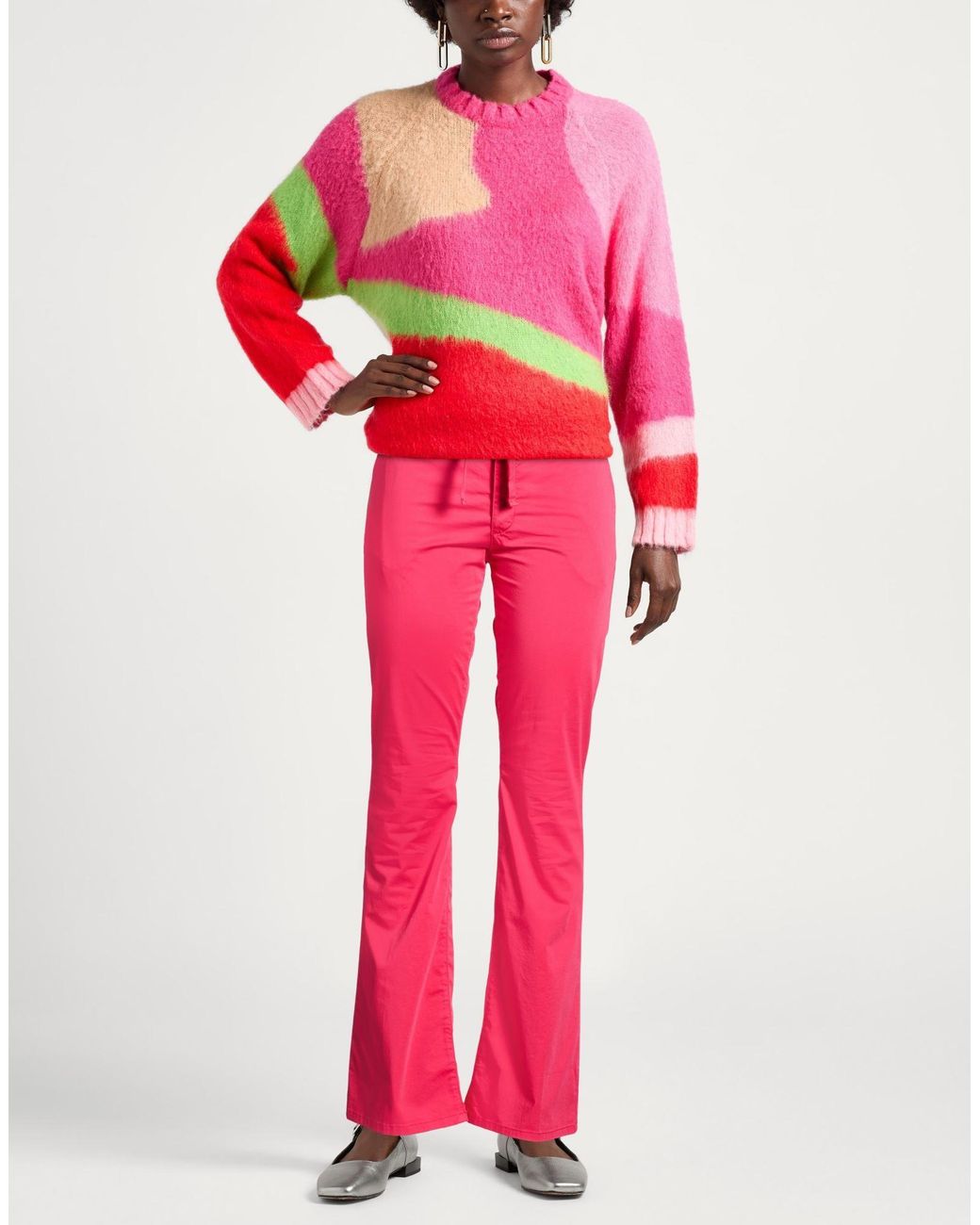 Blugirl Blumarine Pink Fuchsia Pants Cotton, Elastane