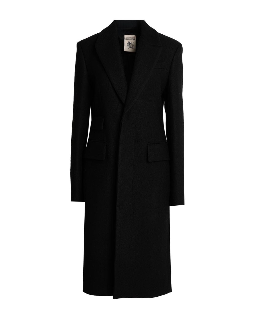 Semicouture Black Coat Virgin Wool, Polyamide, Polyester
