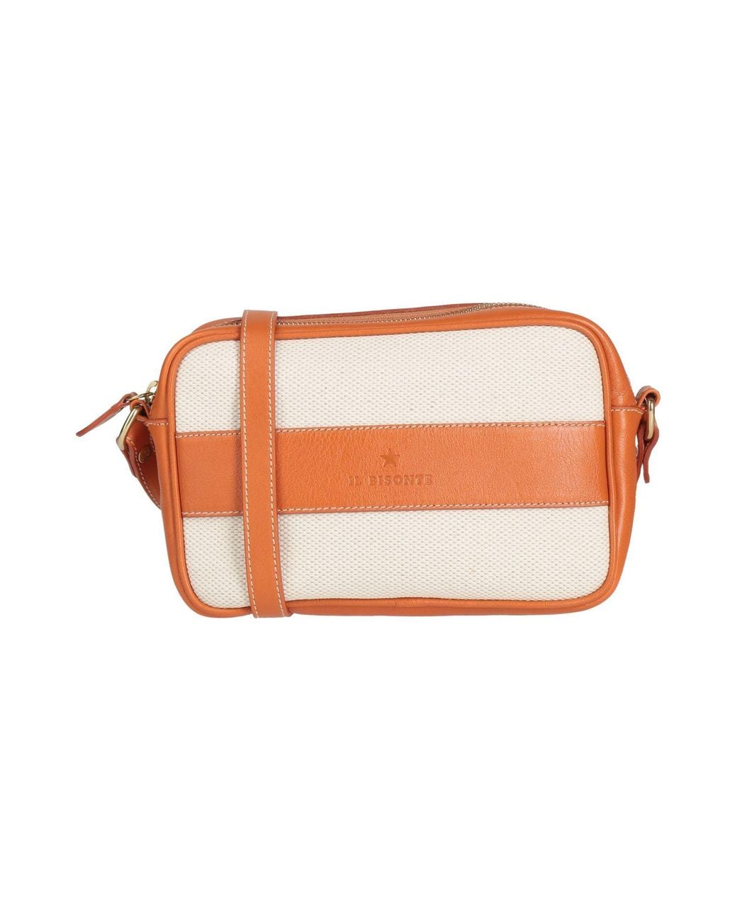 Il Bisonte Orange Cross-Body Bag Cotton, Linen, Leather