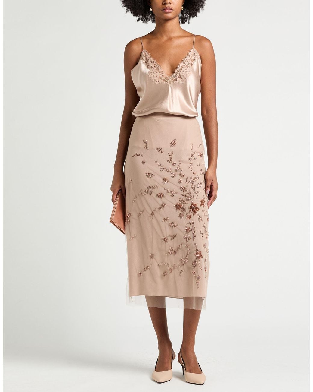 Fendi Natural Midi Skirt Polyamide