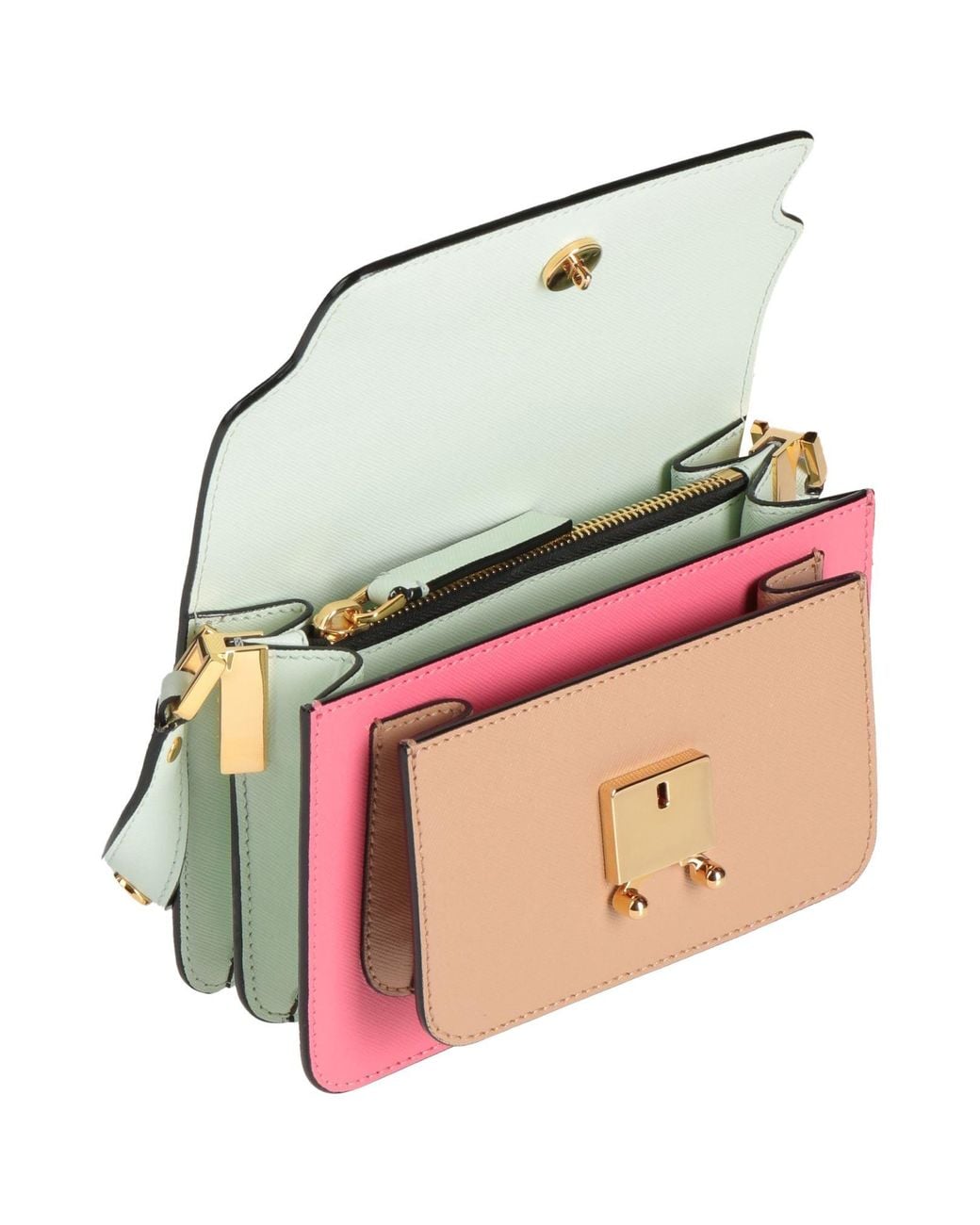 Marni Pink Cross-Body Bag Calfskin, Brass