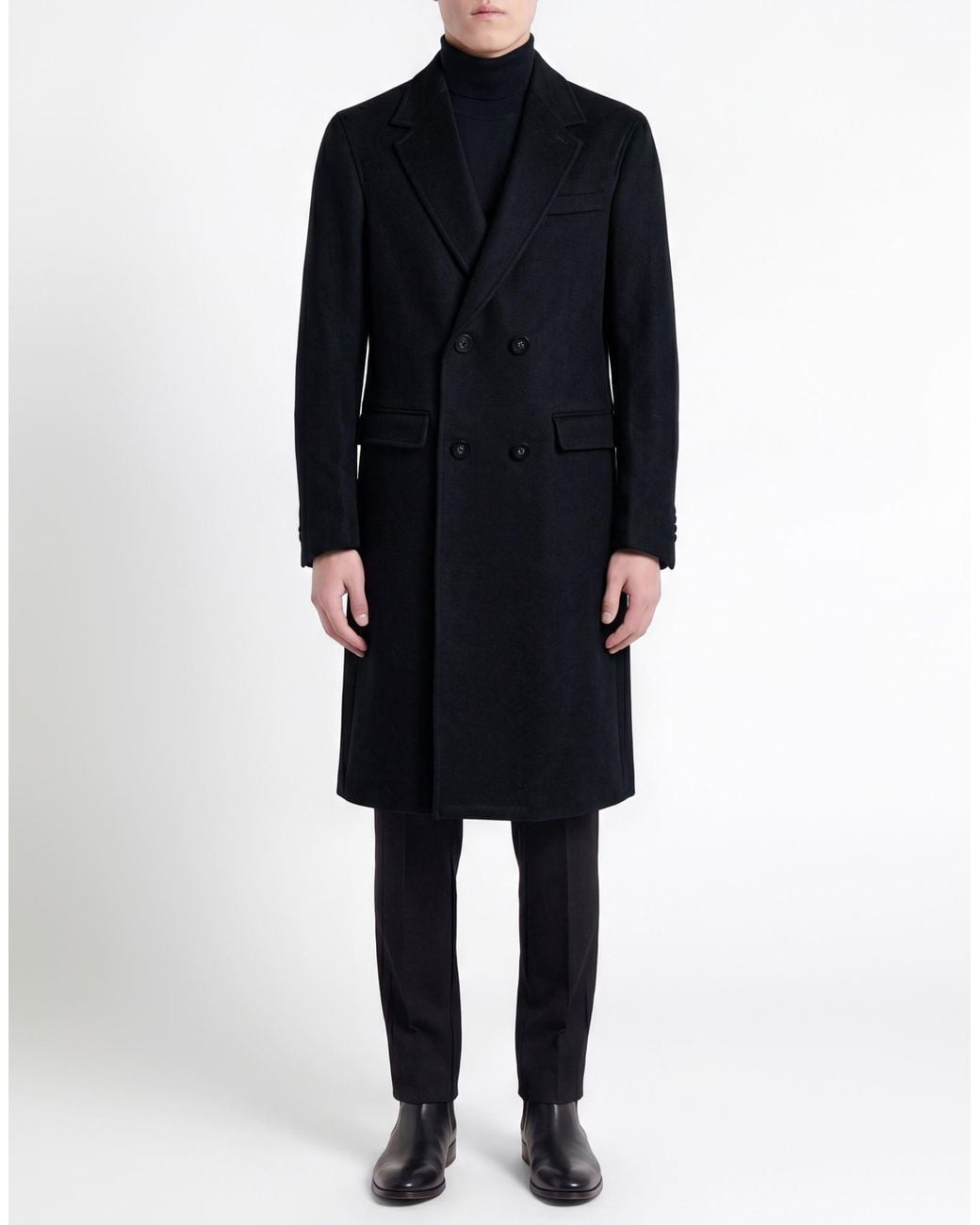 Officine Generale Blue Midnight Coat Wool, Cashmere for men