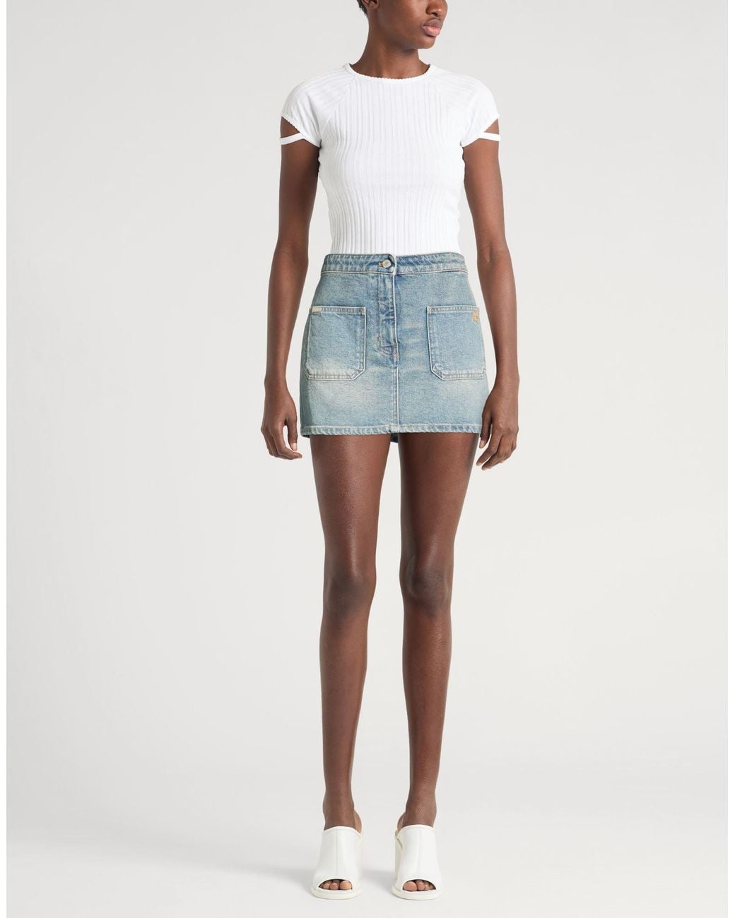 Courreges Blue Denim Skirt Cotton