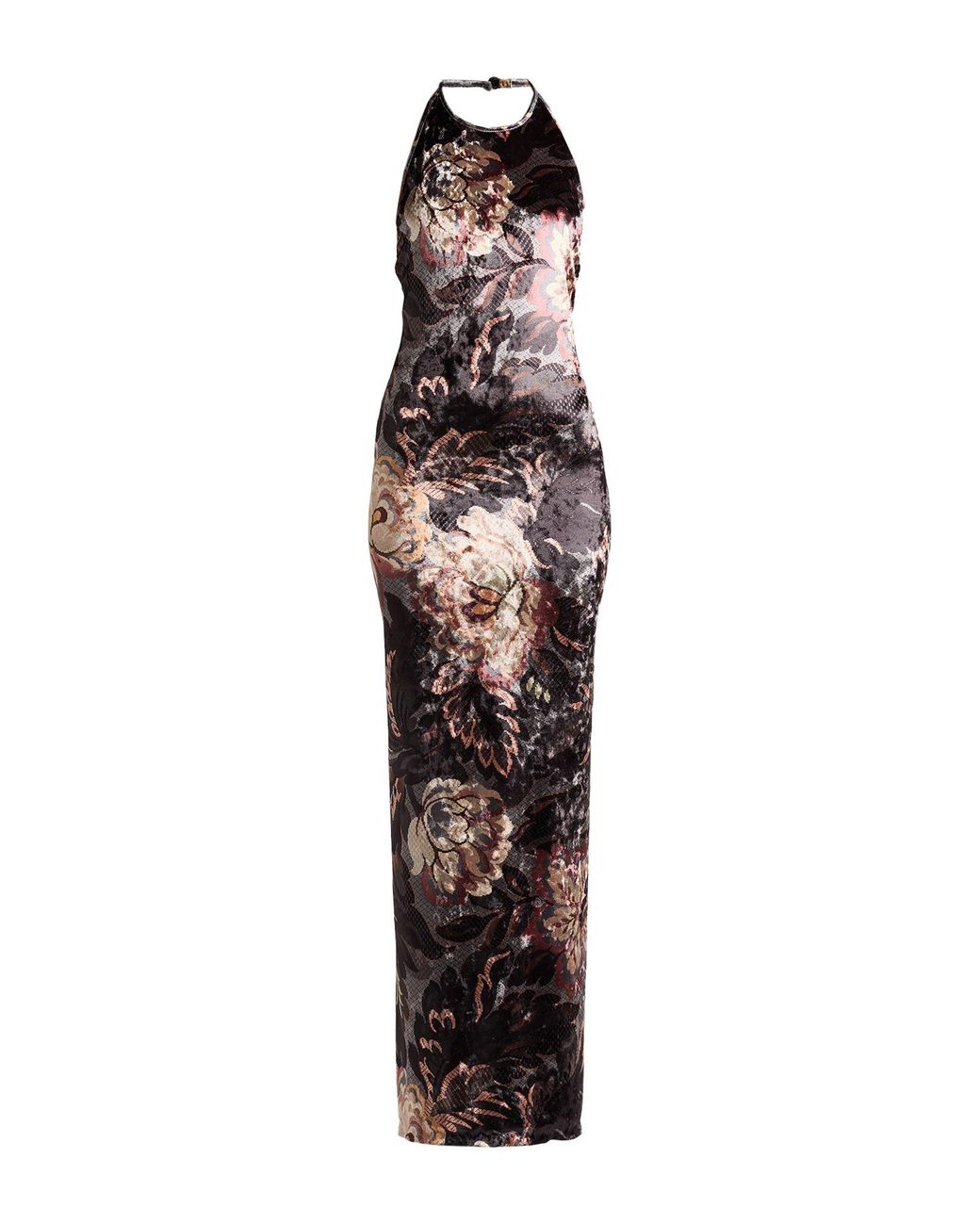 Etro White Charcoal Maxi Dress Polyester, Elastane