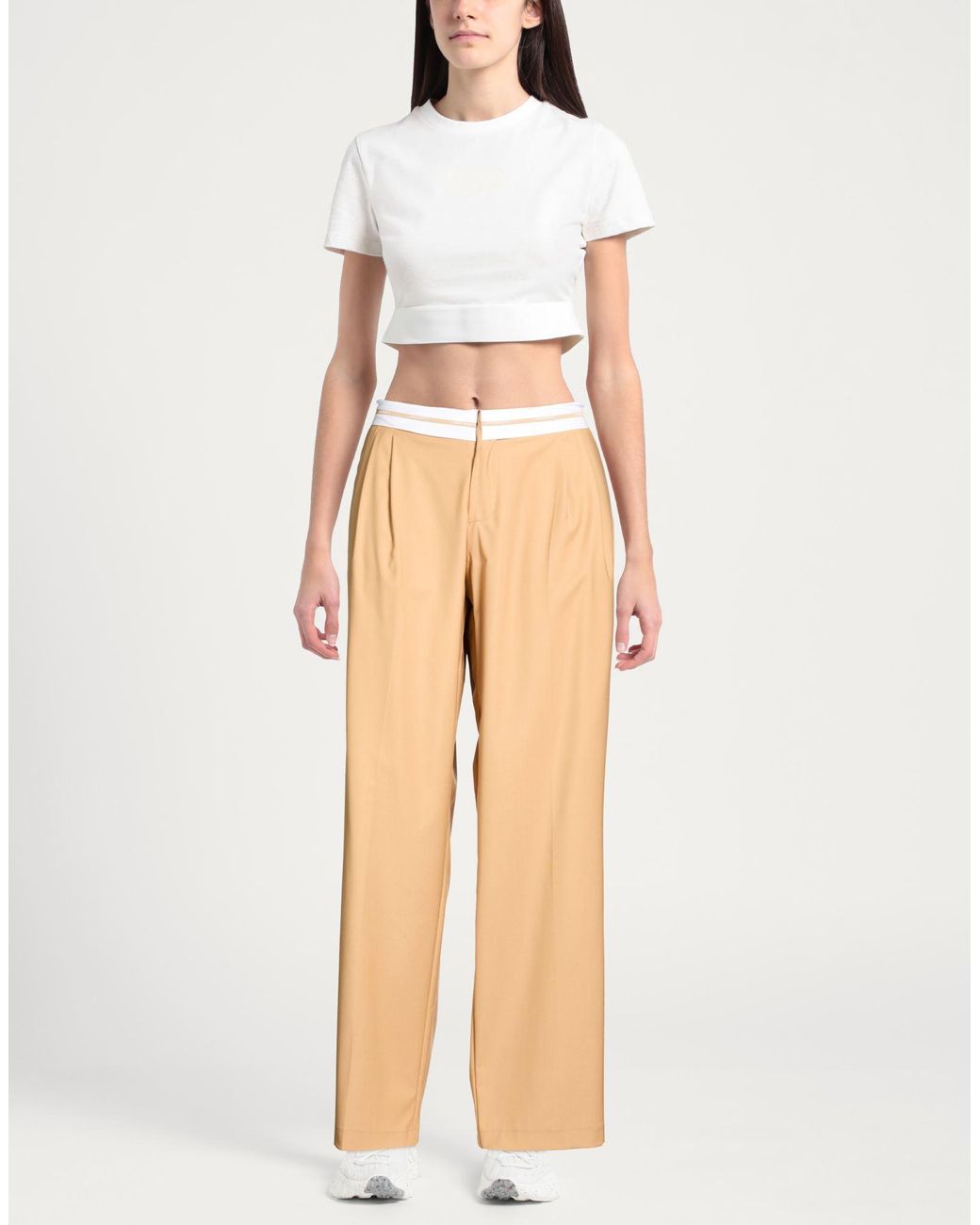 hinnominate Natural Pants Polyester, Viscose, Elastane