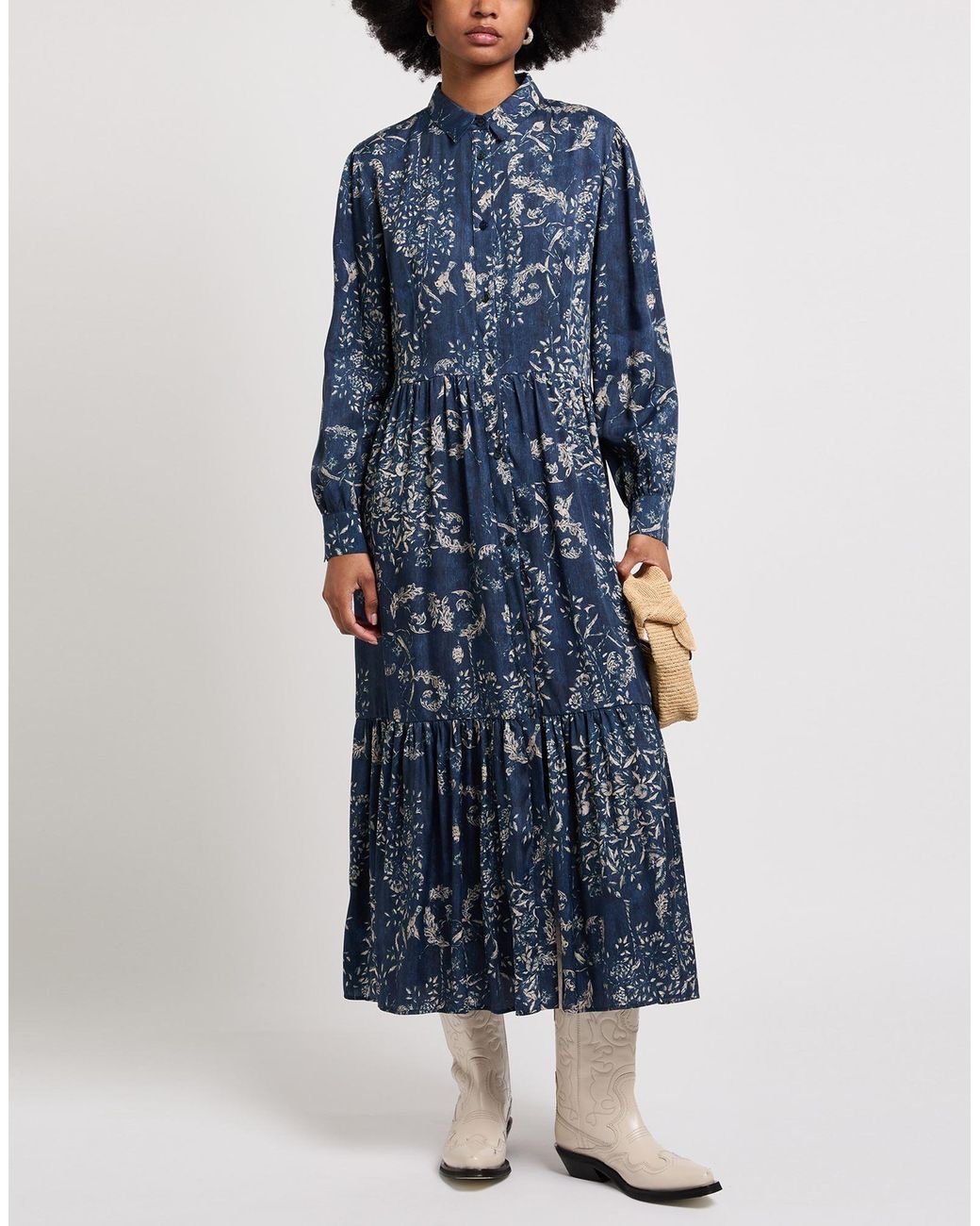 Purotatto Blue Maxi Dress Lyocell, Viscose