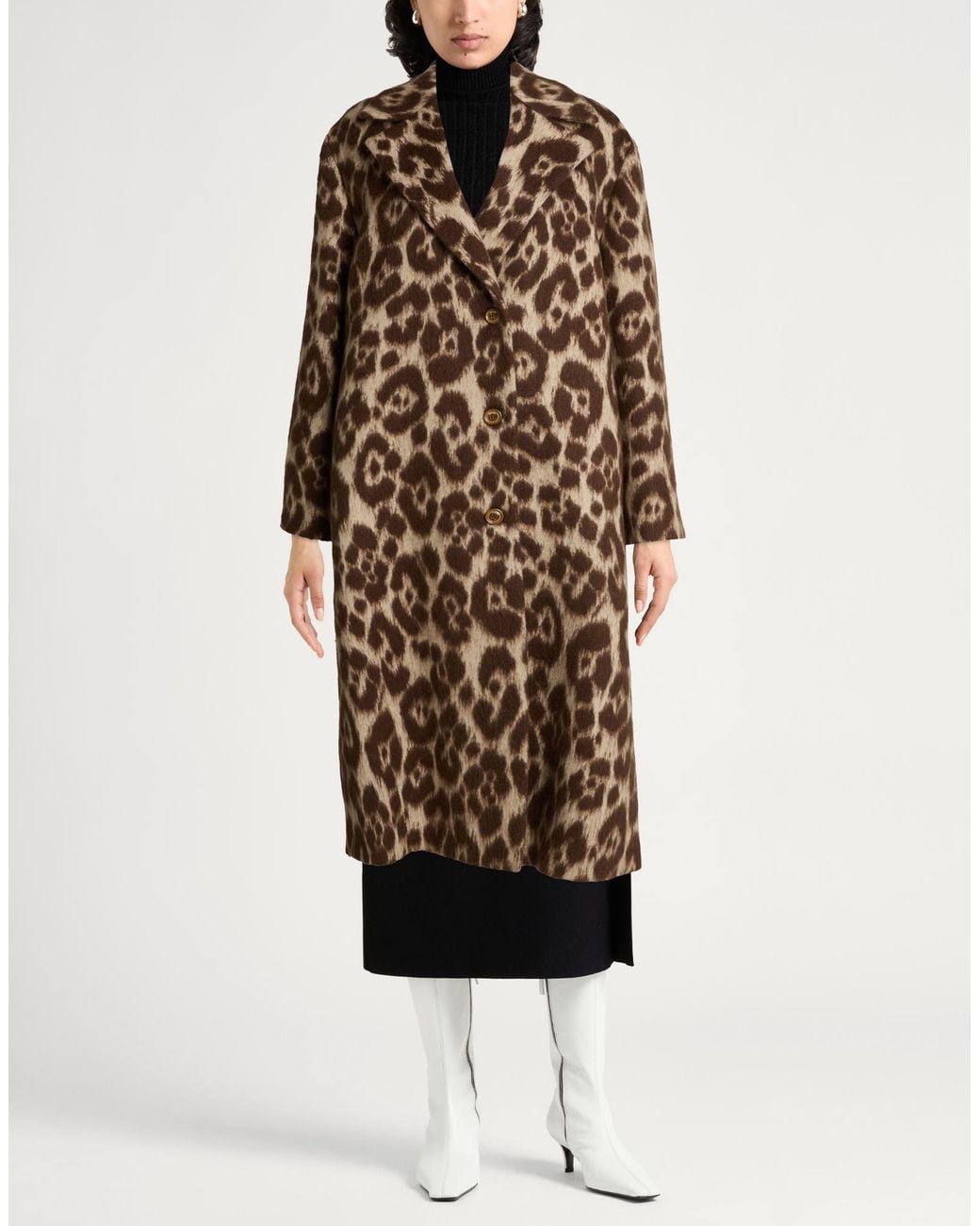 Drumohr Brown Coat Virgin Wool, Alpaca Wool, Elastane