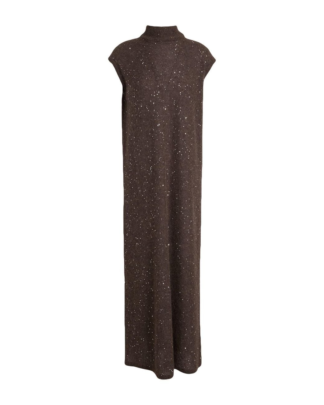 Gentry Portofino Brown Midi Dress Alpaca Wool, Mohair Wool, Viscose, Polyamide, Polyester