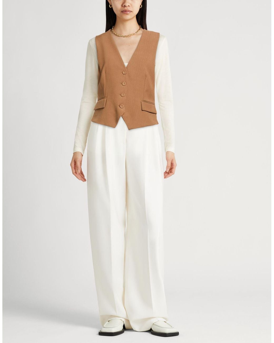 Kocca Brown Tailored Vest Polyester, Elastane