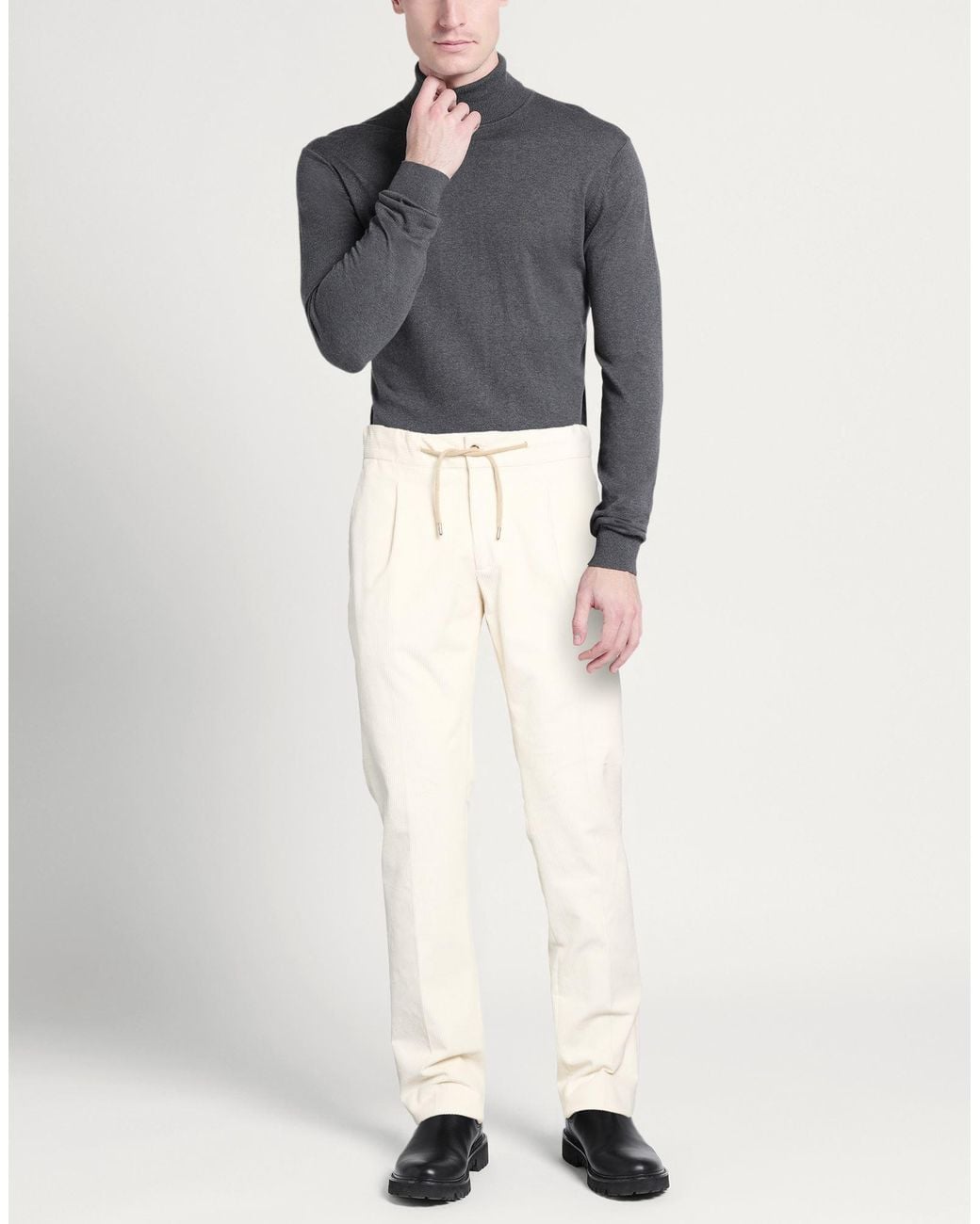 Luigi Borrelli Napoli White Pants Cotton, Elastane for men