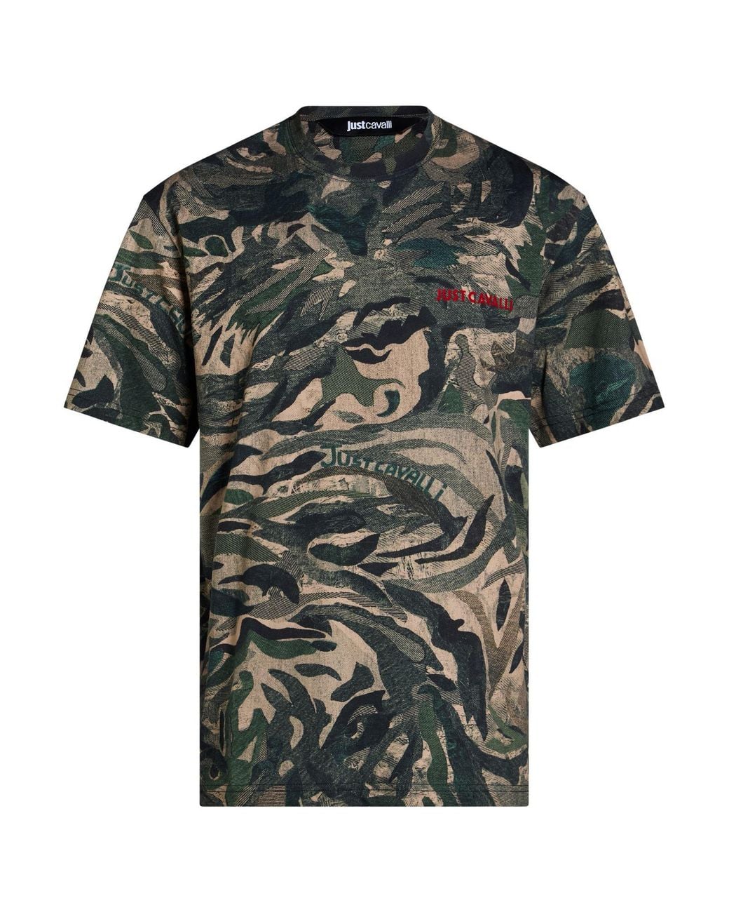 Just Cavalli Green Military T-Shirt Cotton for men