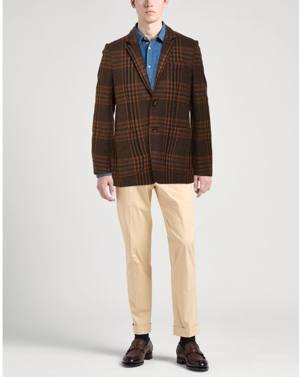 Caruso Brown Camel Blazer Wool, Cashmere, Elastane for men