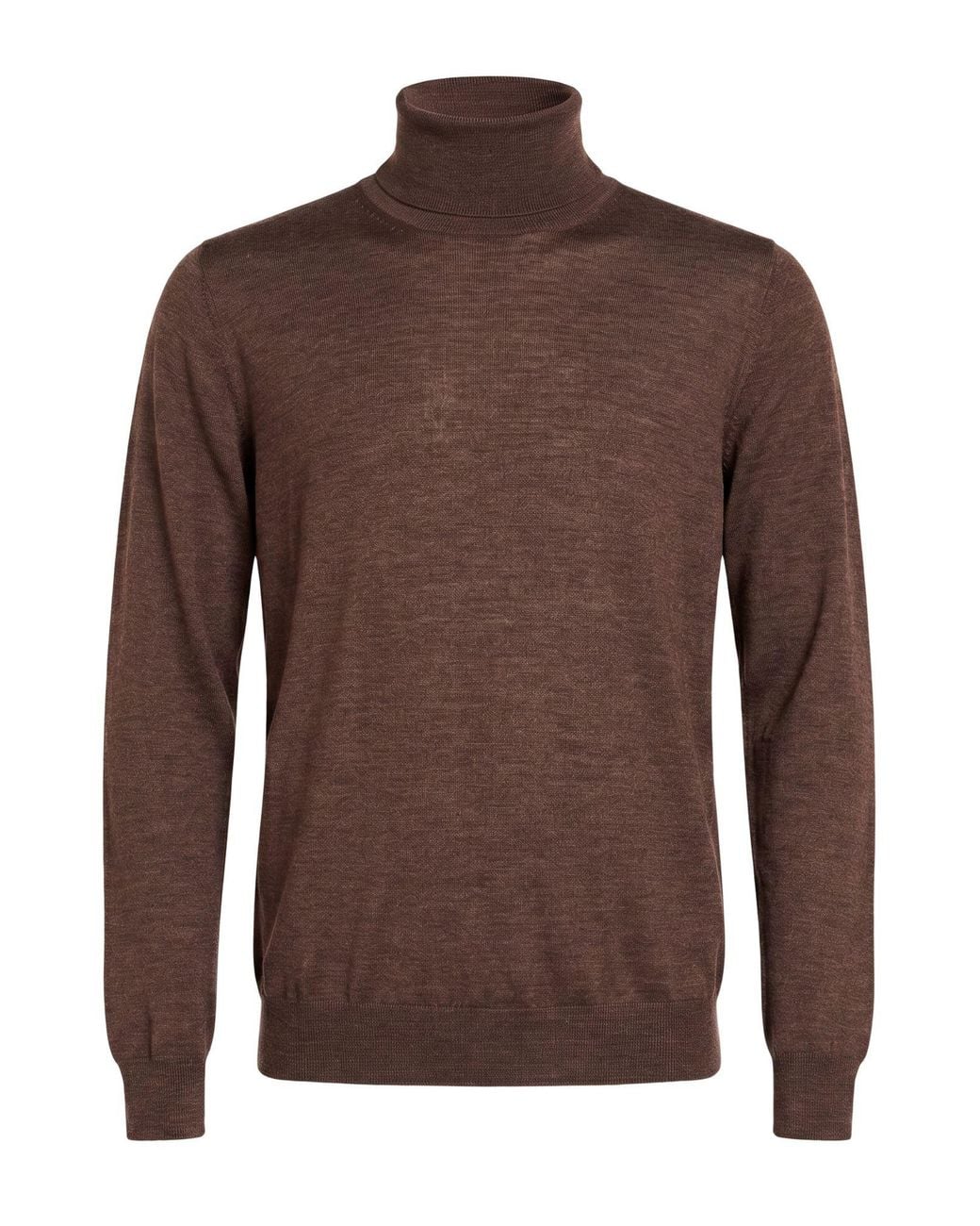 Tagliatore Brown Chocolate Turtleneck Virgin Wool, Silk for men