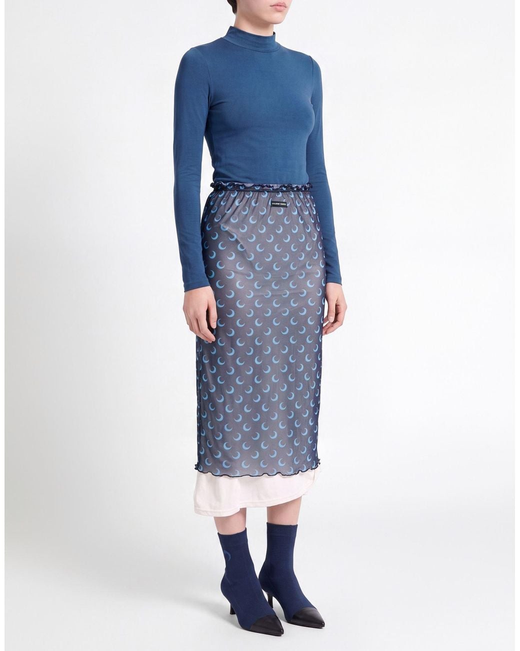 MARINE SERRE Blue Midi Skirt