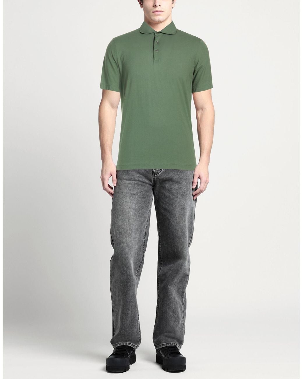 FILIPPO DE LAURENTIIS Green Polo Shirts for men