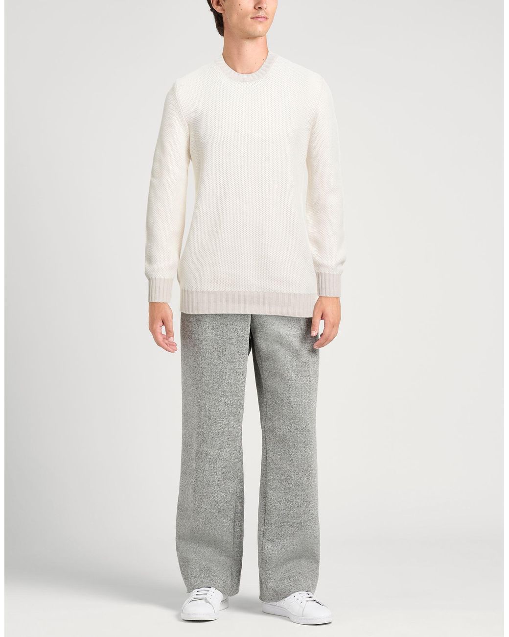 Gran Sasso White Ivory Sweater Virgin Wool, Viscose, Cashmere for men