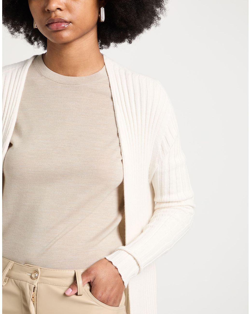 ViCOLO White Cardigan Viscose, Polyester, Polyamide