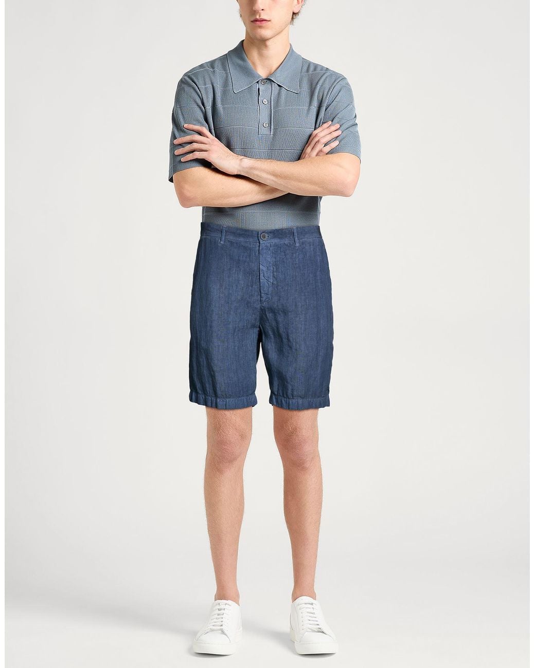 120% Lino Blue Shorts & Bermuda Shorts for men