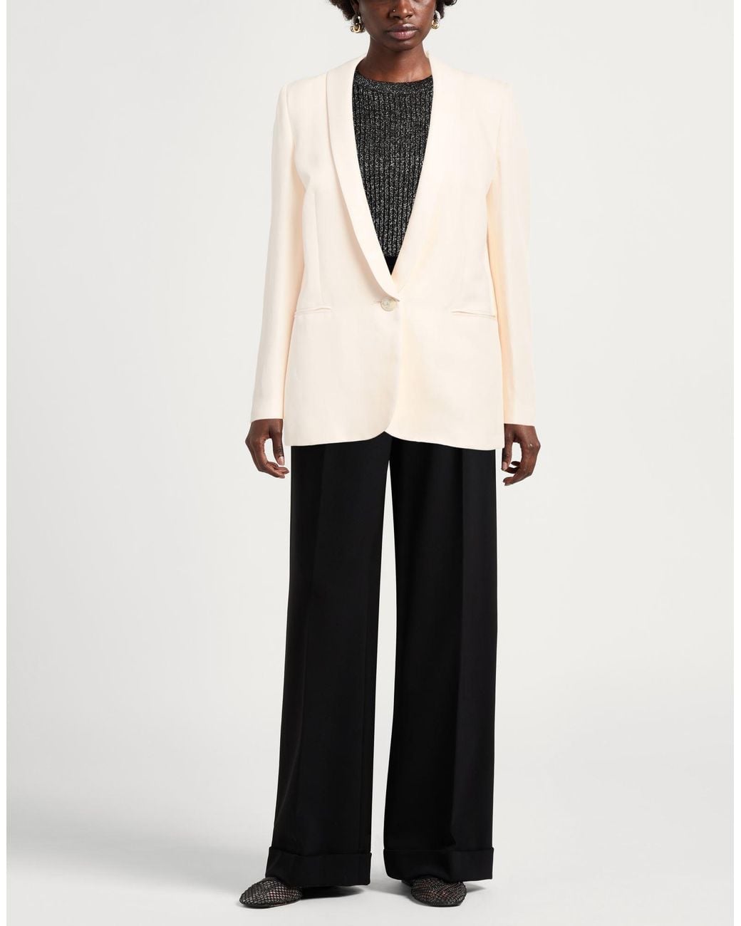 Twinset White Cream Blazer Viscose, Linen
