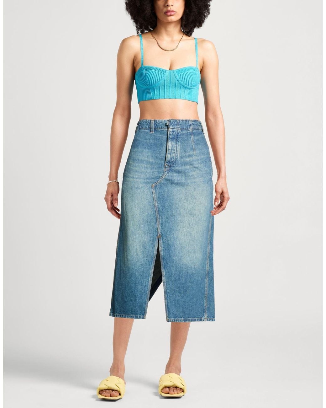 Victoria Beckham Blue Denim Skirt Cotton