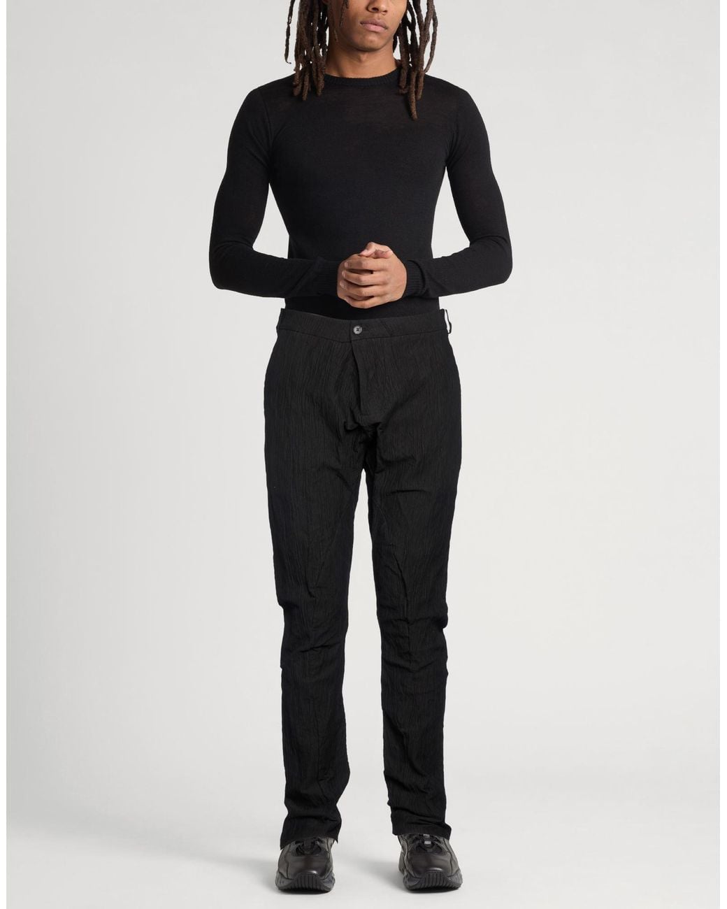Masnada Black Pants Cotton, Metal Fiber, Elastane for men