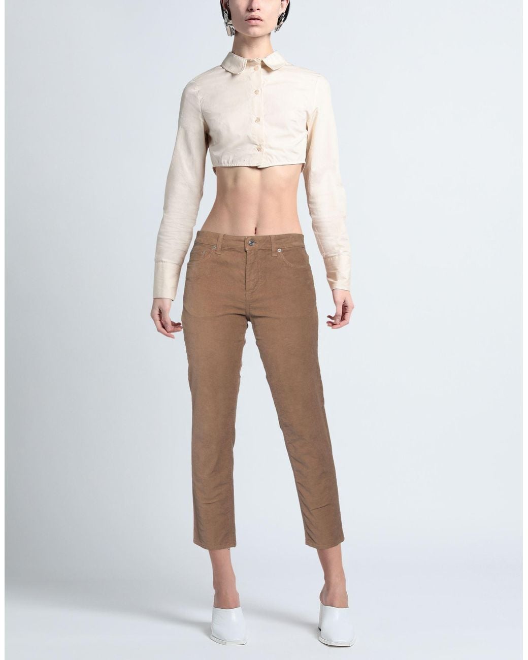 Department 5 Brown Camel Pants Cotton, Elastane