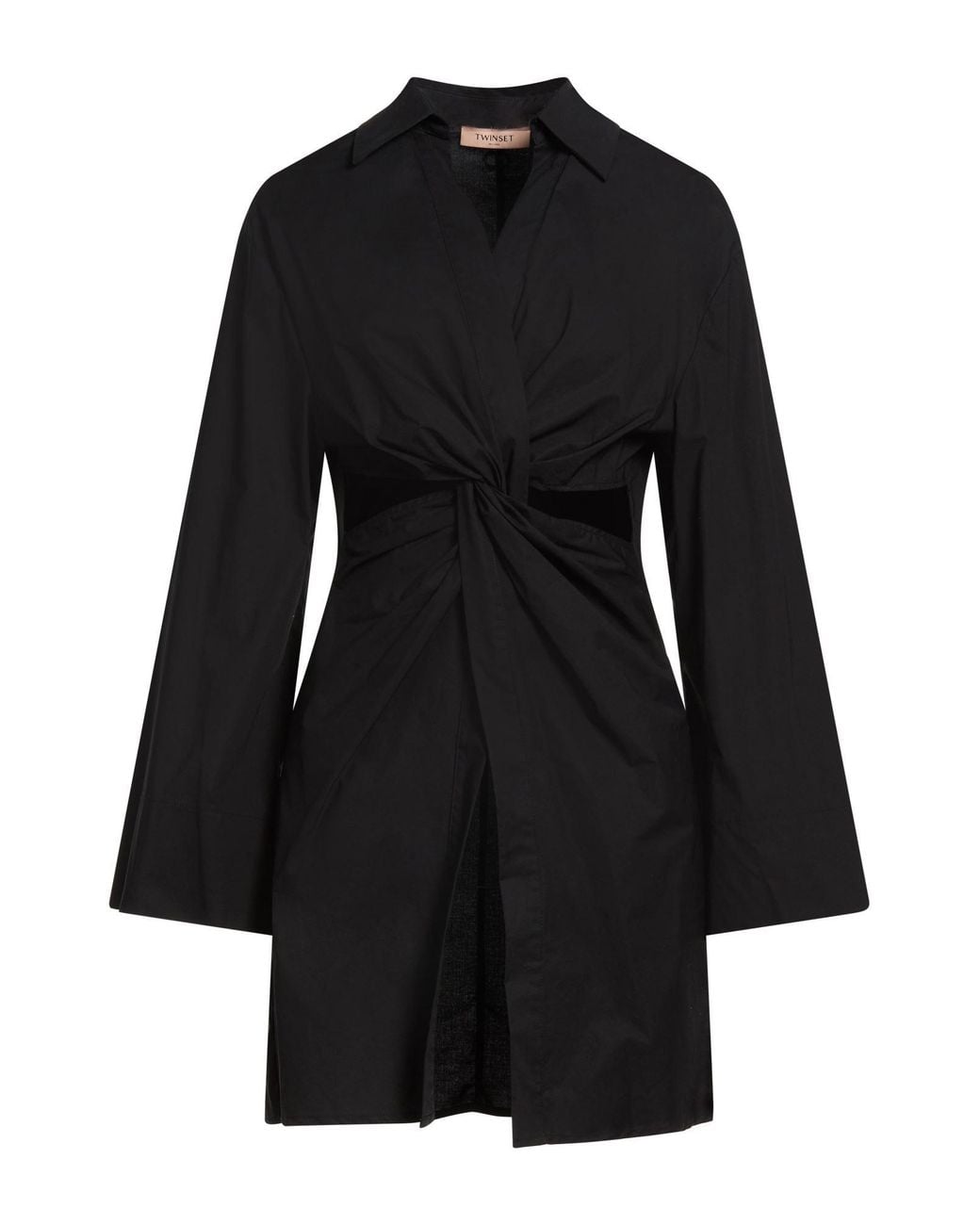 Twinset Black Mini Dress Cotton, Elastane