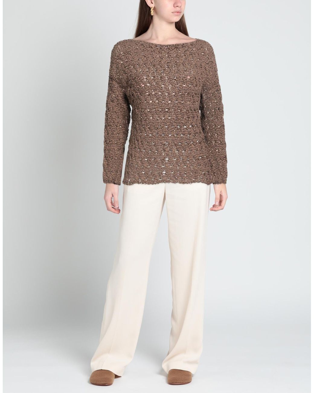 Alpha Studio Sweater in Brown | Lyst