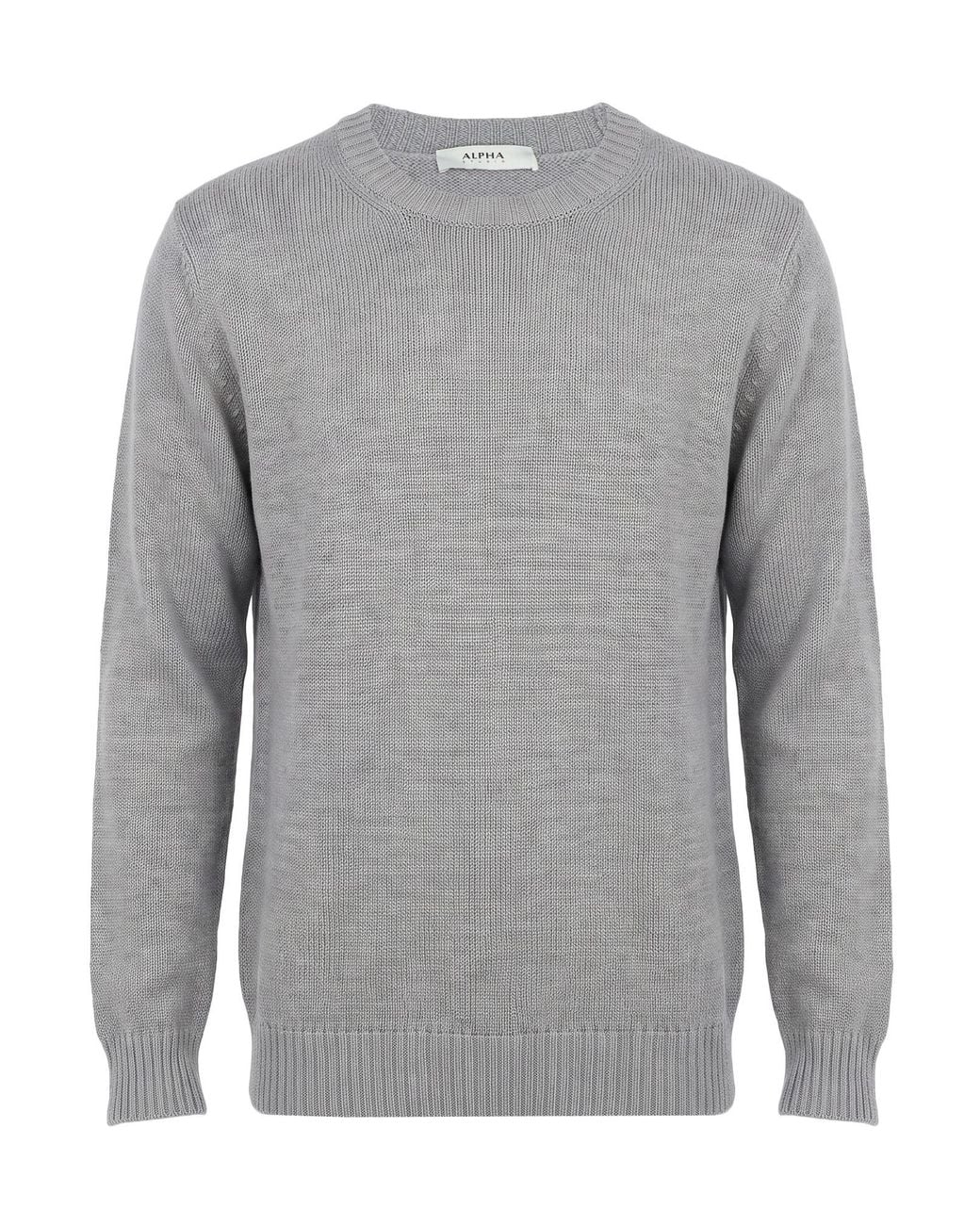 Alpha Studio Gray Sweater Wool for men