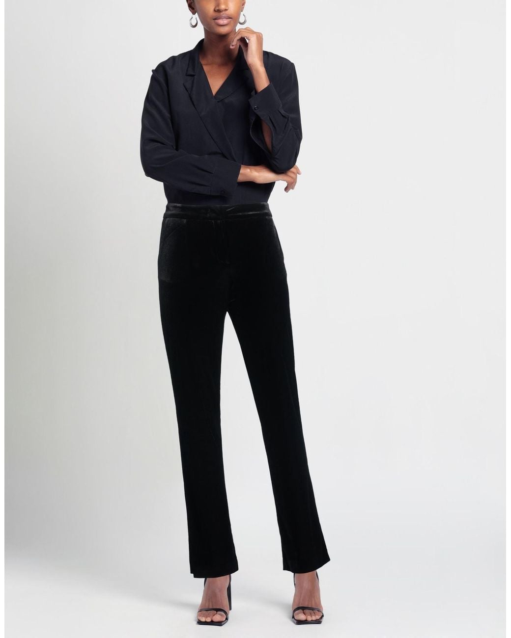 Compagnia Italiana Black Pants Polyester, Elastane