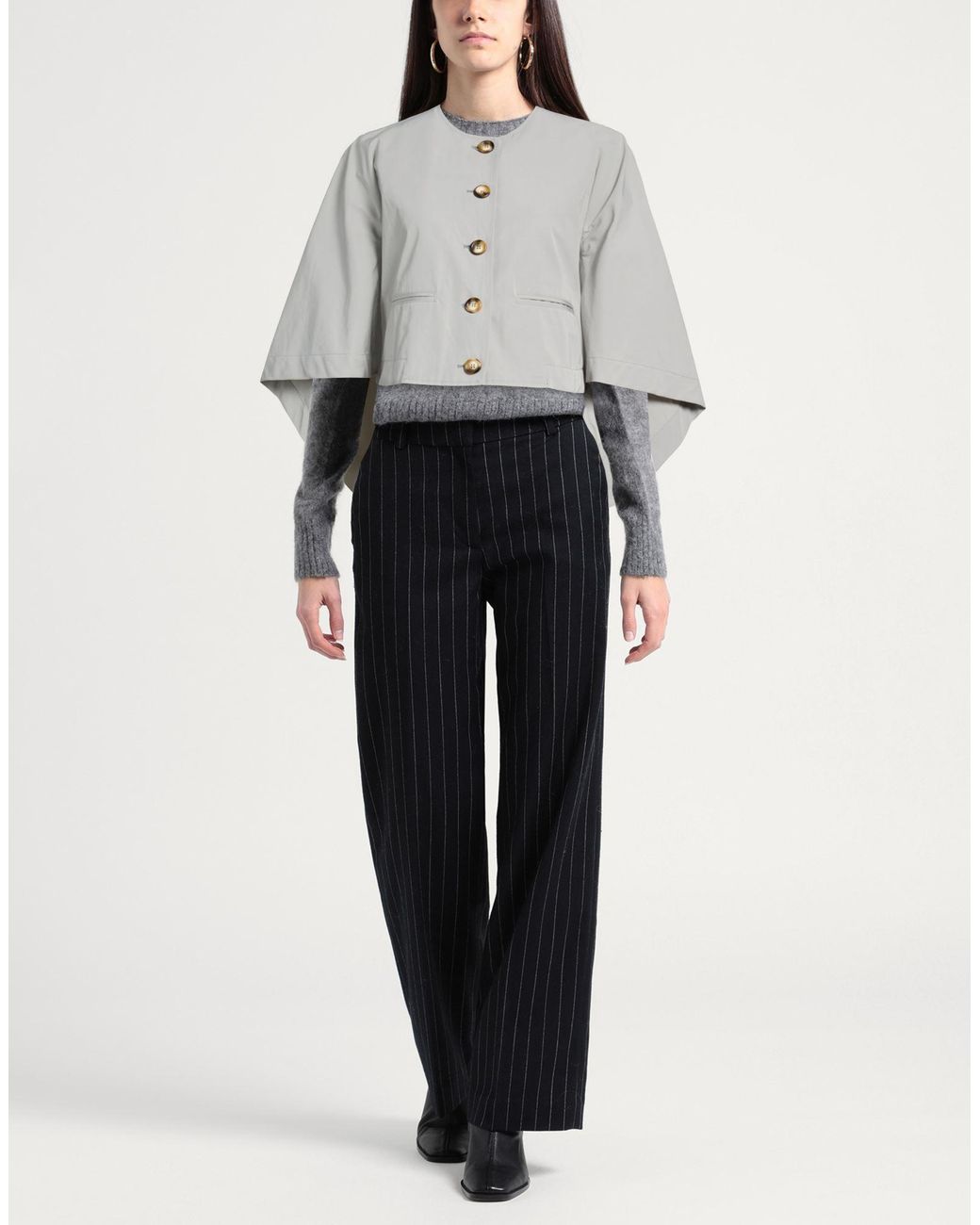 ALESSIA SANTI Gray Light Jacket Polyester, Cotton