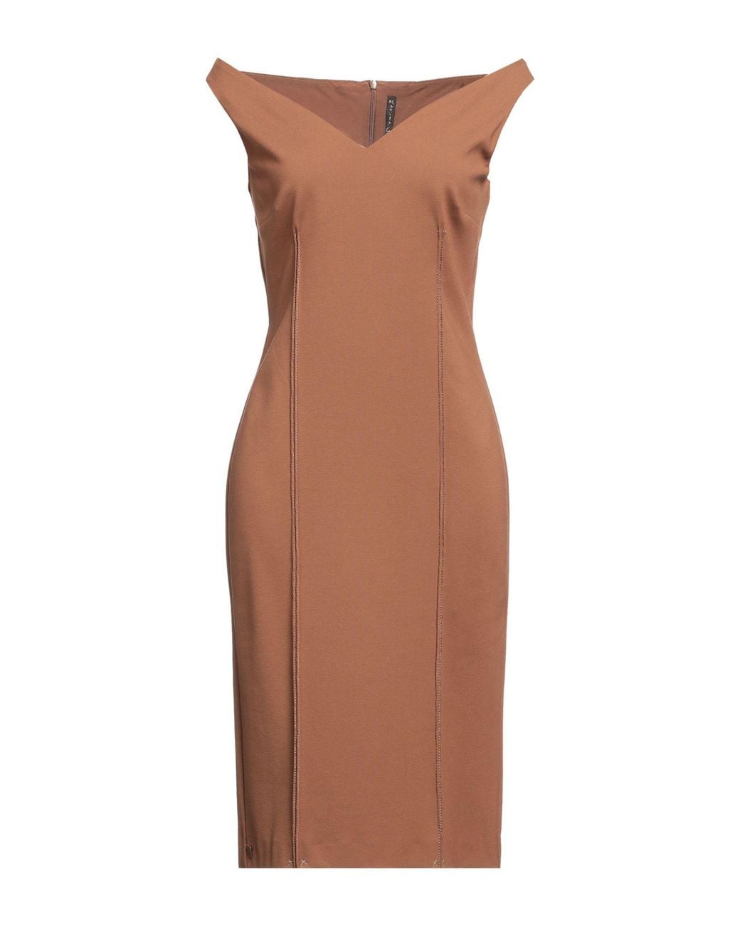 Manila Grace Brown Midi Dress