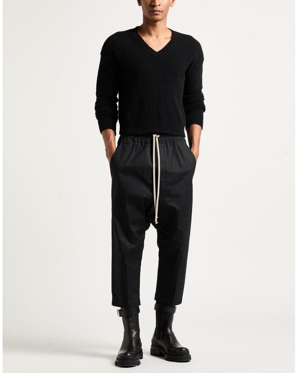 Rick Owens Black Pants Cotton, Elastane for men