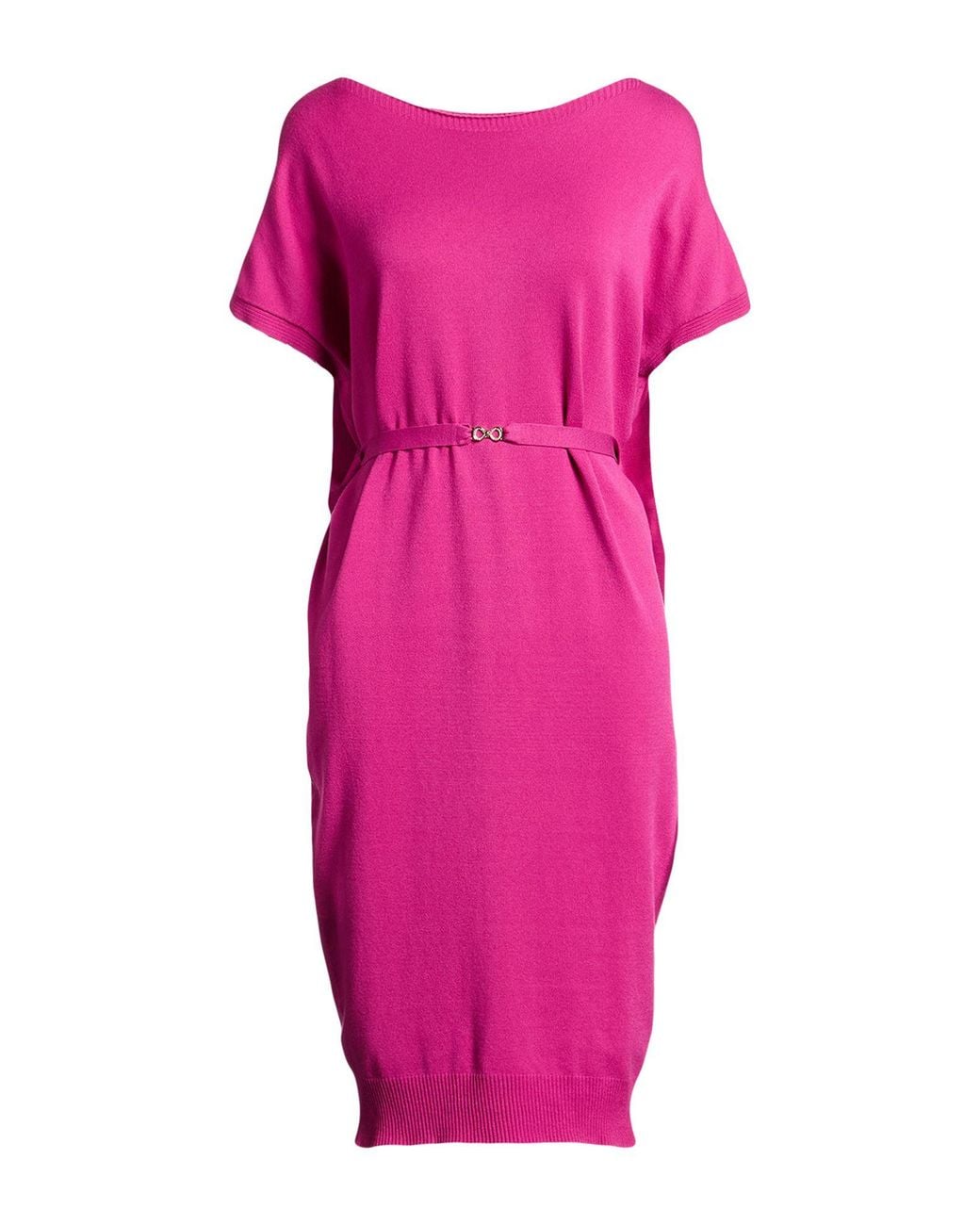 Twinset Pink Fuchsia Midi Dress Viscose, Polyester