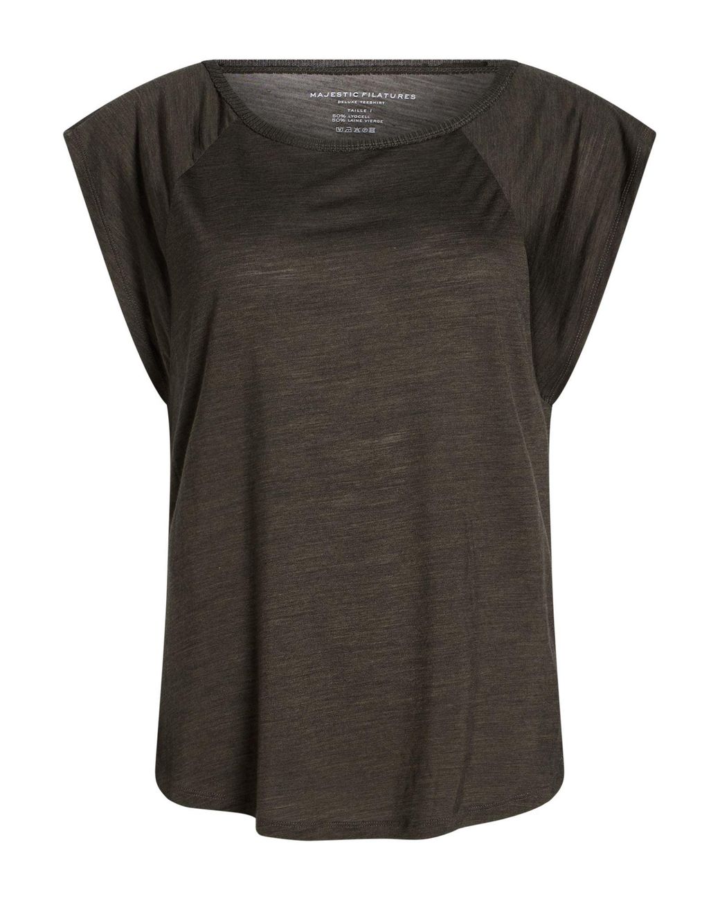 Majestic Filatures Gray Dark T-Shirt Virgin Wool, Lyocell